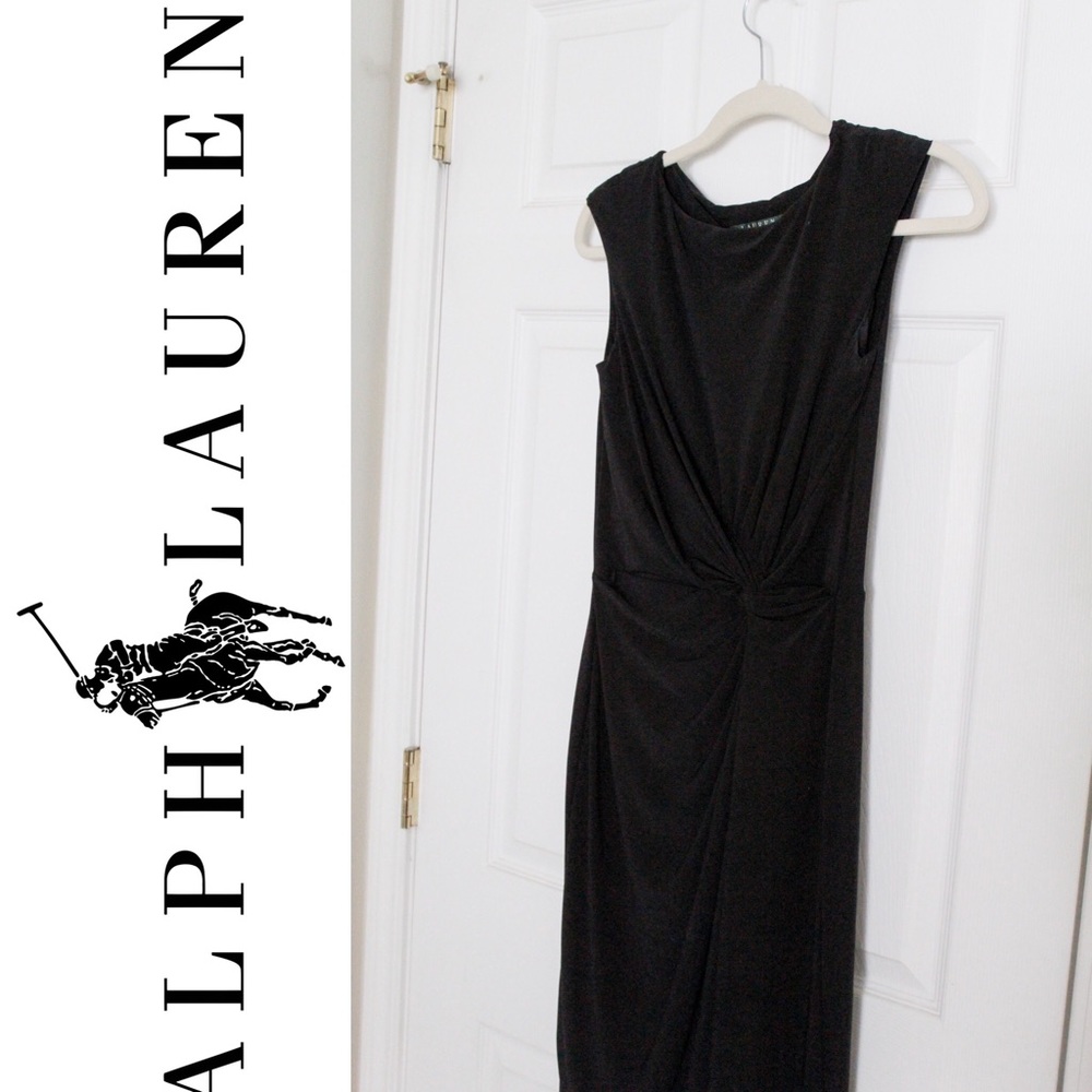 Ralph Lauren sleeveless black twisted knot dress